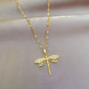 DIEYURO 316L Stainless Steel Personality Dragonfly Pendant Necklace For Women  Girls Clavicle Chain Party Jewelry Gifts