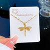 DIEYURO 316L Stainless Steel Personality Dragonfly Pendant Necklace For Women  Girls Clavicle Chain Party Jewelry Gifts