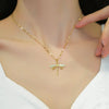 DIEYURO 316L Stainless Steel Personality Dragonfly Pendant Necklace For Women  Girls Clavicle Chain Party Jewelry Gifts