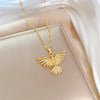 DIEYURO 316L Stainless Steel Phoenix Eagles Pendant Necklace For Women Girl   Trend Choker Neck Chain Jewelry Gift Party