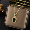 DIEYURO 316L Stainless Steel Square Green Red Zircon Pendant Necklace For Women Classic   Girls Jewelry Chain Birthday Gift
