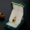 DIEYURO 316L Stainless Steel Square Green Red Zircon Pendant Necklace For Women Classic   Girls Jewelry Chain Birthday Gift