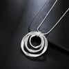 DOTEFFIL 925 Sterling Silver 18 Inches Three Circle Pendant Chain Frosted Necklace For Women  Wedding Party Charm Jewelry