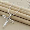 DOTEFFIL 925 Sterling Silver Cross Pendant Necklace 16-30 Inch Snake Chain For Woman  Wedding Engagement Jewelry