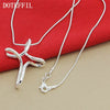 DOTEFFIL 925 Sterling Silver Cross Pendant Necklace 16-30 Inch Snake Chain For Woman  Wedding Engagement Jewelry