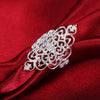 DOTEFFIL 925 Sterling Silver Pattern Hollow Ring For Women  Wedding Engagement Party Gift Charm Jewelry