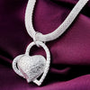 DOTEFFIL Silver Color 18 Inch Double Heart Pendant AAA Zircon Necklace For Women  Wedding Charm Jewelry