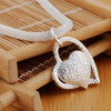 DOTEFFIL Silver Color 18 Inch Double Heart Pendant AAA Zircon Necklace For Women  Wedding Charm Jewelry
