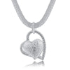 DOTEFFIL Silver Color 18 Inch Double Heart Pendant AAA Zircon Necklace For Women  Wedding Charm Jewelry