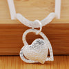 DOTEFFIL Silver Color 18 Inch Double Heart Pendant AAA Zircon Necklace For Women  Wedding Charm Jewelry