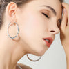 DOTEFFIL Silver Color 40/45/50mm Round Circle Hoop Earrings For Women Wedding Engagement Party Jewelry