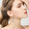DOTEFFIL Silver Color 40/45/50mm Round Circle Hoop Earrings For Women Wedding Engagement Party Jewelry