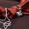 DOTEFFIL Silver Color Solid Small Heart Pendant Necklace 16-30 Inch Snake Chain For Women Wedding Charm  Jewelry