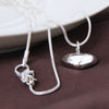 DOTEFFIL Silver Color Solid Small Heart Pendant Necklace 16-30 Inch Snake Chain For Women Wedding Charm  Jewelry