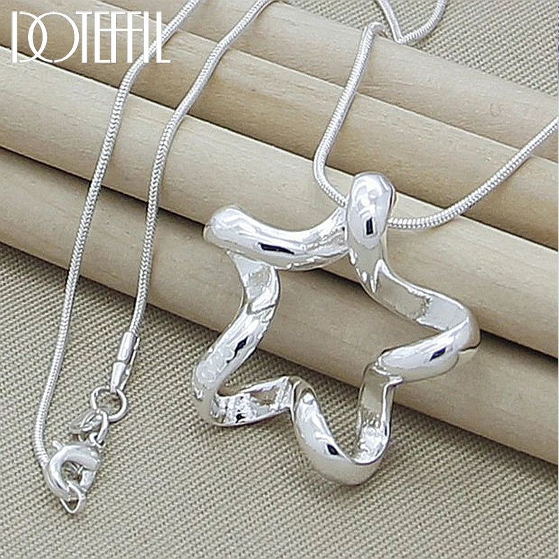 DOTEFFIL Silver Color Starfish Pendant Necklace 16-30 Inch Snake Chain For Women  Wedding Engagement Jewelry
