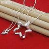 DOTEFFIL Silver Color Starfish Pendant Necklace 16-30 Inch Snake Chain For Women  Wedding Engagement Jewelry