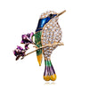 Delicate Rhinestone Birds Sitting On Branches Brooches For Women Enamel Crystal Flying Bird Parrot Clothes Lapel Pins Jewelry
