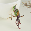 Delicate Rhinestone Birds Sitting On Branches Brooches For Women Enamel Crystal Flying Bird Parrot Clothes Lapel Pins Jewelry