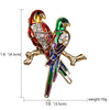 Delicate Rhinestone Birds Sitting On Branches Brooches For Women Enamel Crystal Flying Bird Parrot Clothes Lapel Pins Jewelry