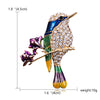 Delicate Rhinestone Birds Sitting On Branches Brooches For Women Enamel Crystal Flying Bird Parrot Clothes Lapel Pins Jewelry