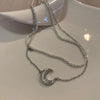 Detachable Moon Goddess Necklace Women Light Luxury Niche Design Sense Hip-Hop Snake Bone Chain 2023 New Trendy Clavicle Chain