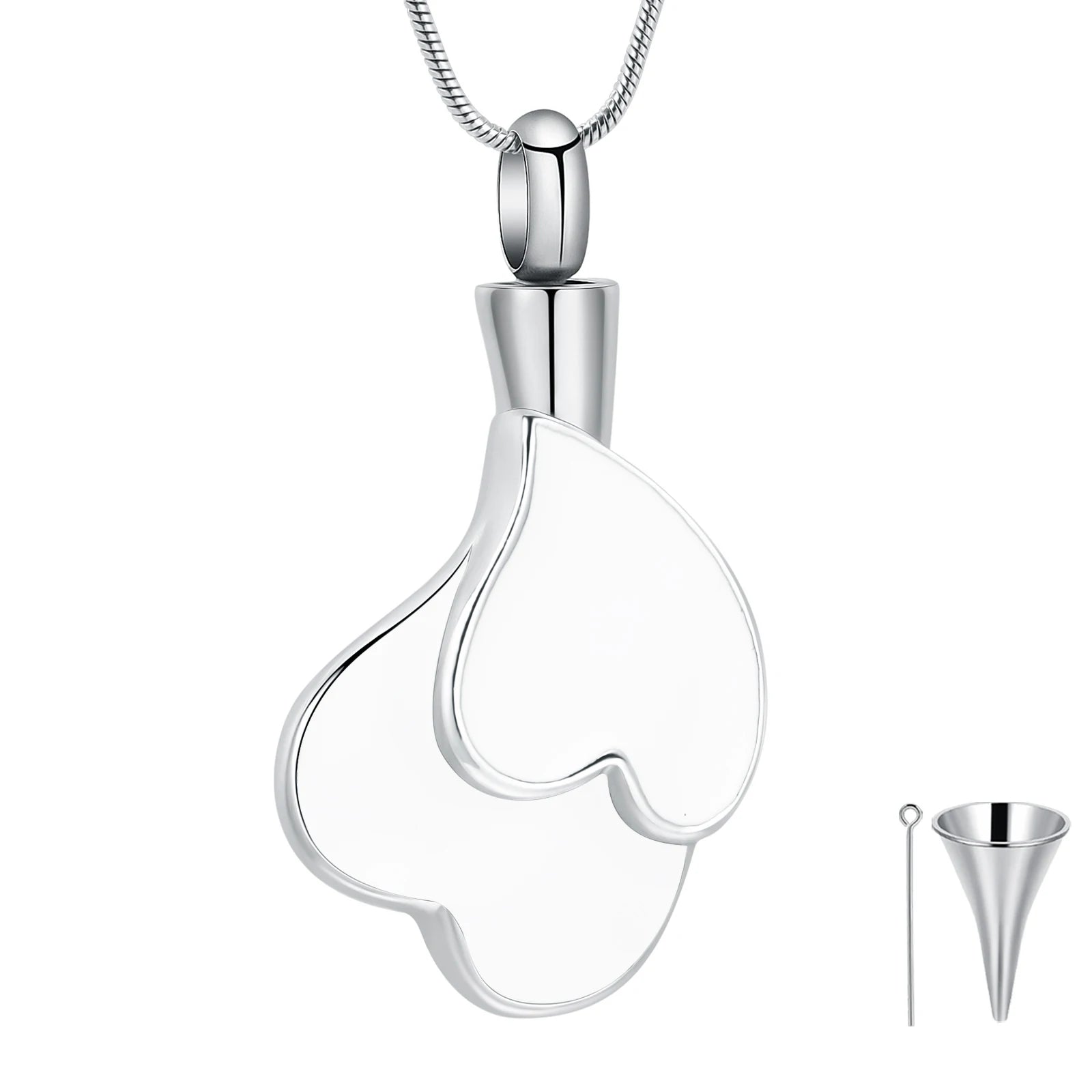 Double Heart Memorial Urn Necklace Stainless Steel Keepsake Jewelry For Ashes Romantic Women Gift Customized Cremation Necklaces