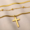 Double Layer Hollow Clavicle Chain Stainless Steel Necklace For Women Punk Hip-Hop Streetwear Jewelry