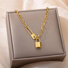 Double Layer Hollow Clavicle Chain Stainless Steel Necklace For Women Punk Hip-Hop Streetwear Jewelry