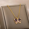 Double Layer Hollow Clavicle Chain Stainless Steel Necklace For Women Punk Hip-Hop Streetwear Jewelry