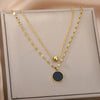 Double Layer Hollow Clavicle Chain Stainless Steel Necklace For Women Punk Hip-Hop Streetwear Jewelry