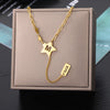 Double Layer Hollow Clavicle Chain Stainless Steel Necklace For Women Punk Hip-Hop Streetwear Jewelry