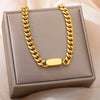 Double Layer Hollow Clavicle Chain Stainless Steel Necklace For Women Punk Hip-Hop Streetwear Jewelry