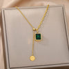 Double Layer Hollow Clavicle Chain Stainless Steel Necklace For Women Punk Hip-Hop Streetwear Jewelry