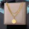 Double Layer Hollow Clavicle Chain Stainless Steel Necklace For Women Punk Hip-Hop Streetwear Jewelry