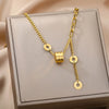 Double Layer Hollow Clavicle Chain Stainless Steel Necklace For Women Punk Hip-Hop Streetwear Jewelry