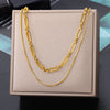 Double Layer Hollow Clavicle Chain Stainless Steel Necklace For Women Punk Hip-Hop Streetwear Jewelry