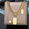 Double Layer Hollow Clavicle Chain Stainless Steel Necklace For Women Punk Hip-Hop Streetwear Jewelry