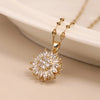 Double-layer Rotatable Sunflower Necklaces For Women Chain Choker Stainless Steel Jewelry Accessories   Items