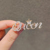 Dress Brooch Queen Letter Brooch Women King Love Rhinestones Crystal English Alphabet Metal Pins Cute Jewelry Accessories Gift