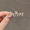 Dress Brooch Queen Letter Brooch Women King Love Rhinestones Crystal English Alphabet Metal Pins Cute Jewelry Accessories Gift