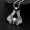 Dropshipping Polished Mens Stainless Steel Necklace Skull Pendant With Feather Gothic Punk Style Monster Skull Jewelry Gift