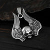 Dropshipping Polished Mens Stainless Steel Necklace Skull Pendant With Feather Gothic Punk Style Monster Skull Jewelry Gift