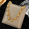 EILIECK 316L Stainless Steel Gold Color Hollow Ball Beads Pendant Necklace For Women Non-fading Choker Jewelry Girls Gifts Party