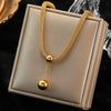 EILIECK 316L Stainless Steel Gold Color Hollow Ball Beads Pendant Necklace For Women Non-fading Choker Jewelry Girls Gifts Party