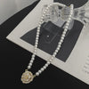 Elegant  Rose Pearl Bead Necklace for Women Temperament Flower Versatile Clavicle Chain Necklace Women's Jewelry Gift