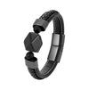 Elegant  Vintage Jewelry Geometric Natural Black Onyx Men's 316L Stainless Steel Leather Rope Bracelet