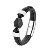 Elegant  Vintage Jewelry Geometric Natural Black Onyx Men's 316L Stainless Steel Leather Rope Bracelet