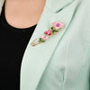 Elegant Flower Brooch Pins For Women Rhinestone Plant Enamel Collar Lapel Pin Badge Cardigan Scarf Dress Clothes Jewelry Gifts