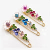 Elegant Flower Brooch Pins For Women Rhinestone Plant Enamel Collar Lapel Pin Badge Cardigan Scarf Dress Clothes Jewelry Gifts