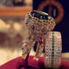 Elegant  Gold Color Hip Hop Ring for Women  Inlaid Zircon Red Stones Wedding Rings Set Party Bridal Engagement Jewelry